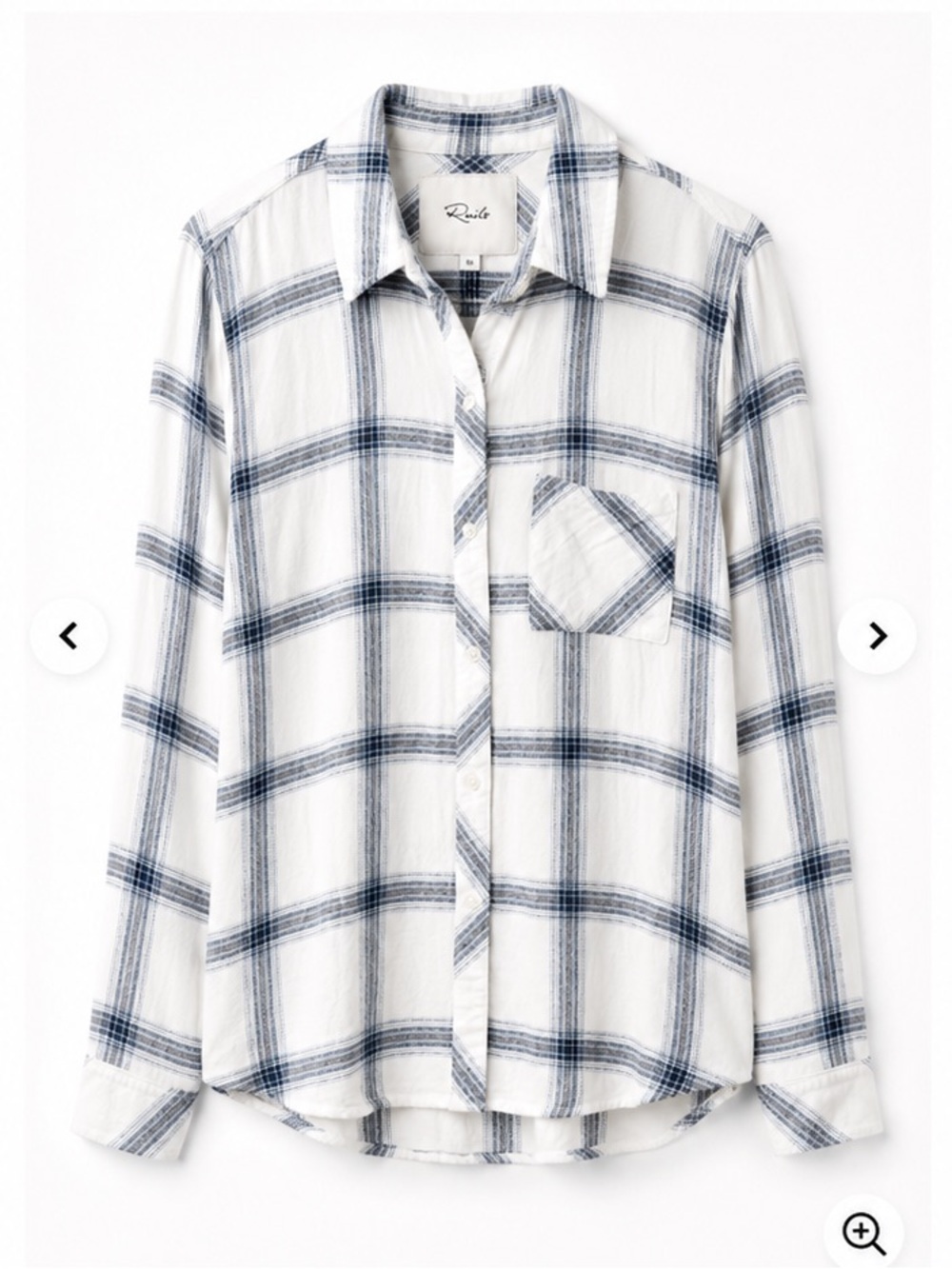 Rails White and Navy Plaid Button-Up Pajama Top